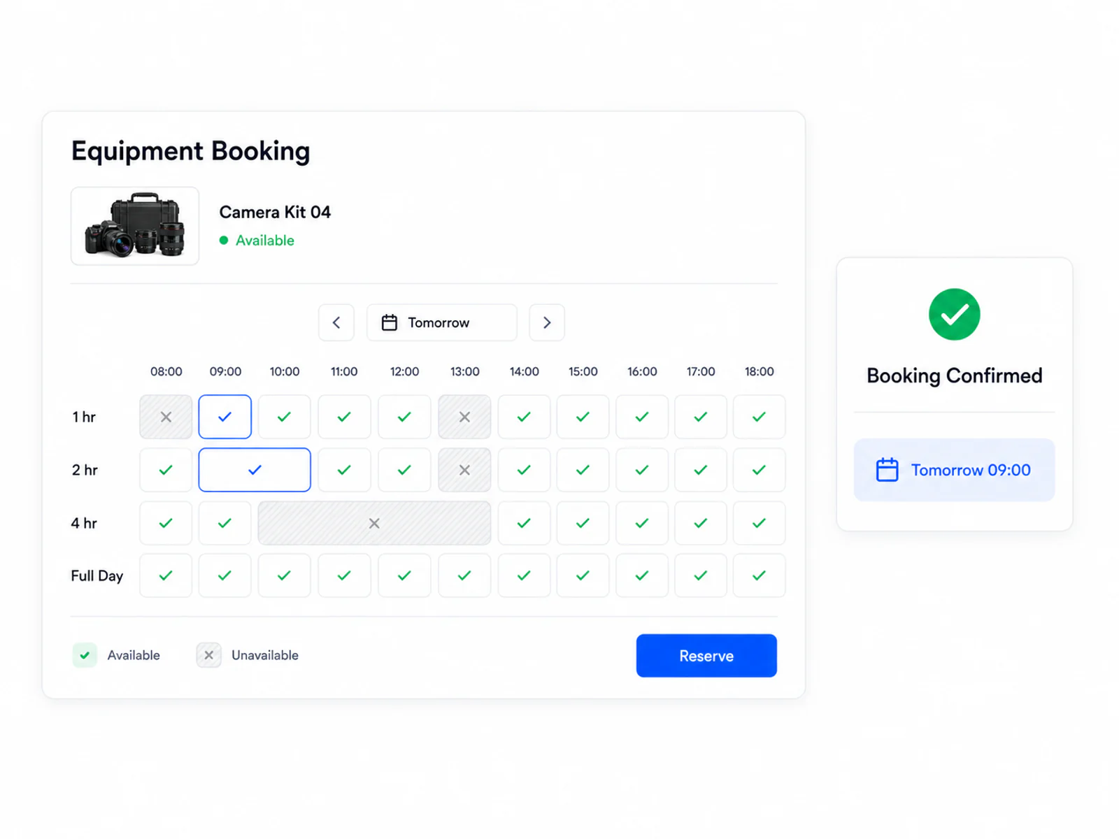 Asset: Bookings & Availability